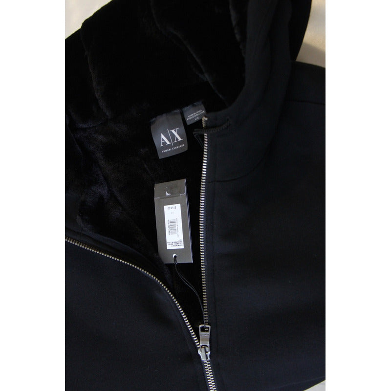 Sweater Chamarra Armani Exchange Negra Reversible Faux Fur