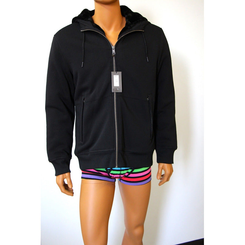 Sweater Chamarra Armani Exchange Negra Reversible Faux Fur