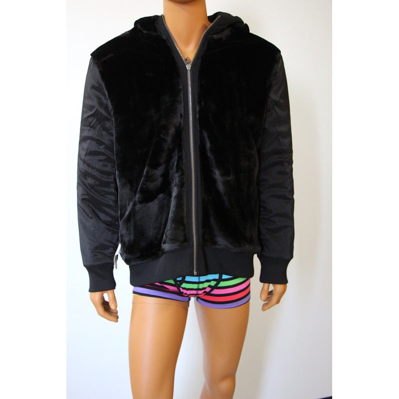 Sweater Chamarra Armani Exchange Negra Reversible Faux Fur