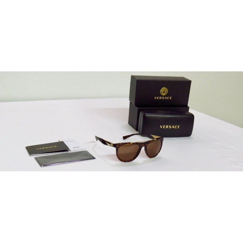 Lentes Gafas Sol Versace Ve4347 Gold Havana Mujer Italy 45mm