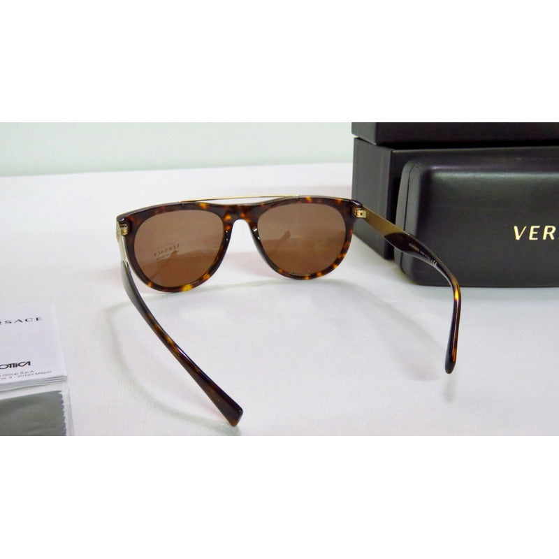 Lentes Gafas Sol Versace Ve4347 Gold Havana Mujer Italy 45mm