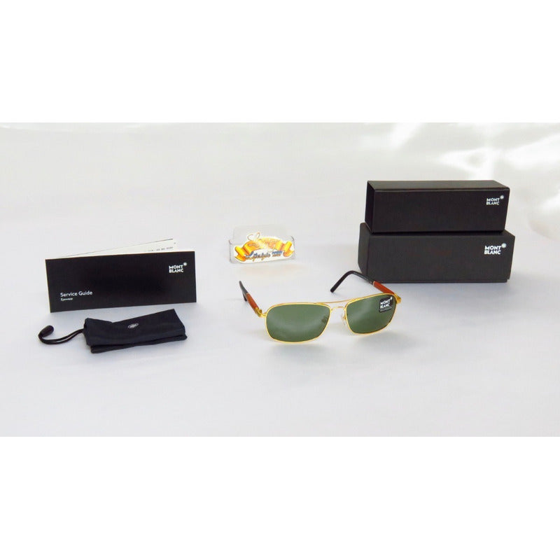 Lentes Mont Blanc Mb410s Goldish Frame Polarized Italy 61mm