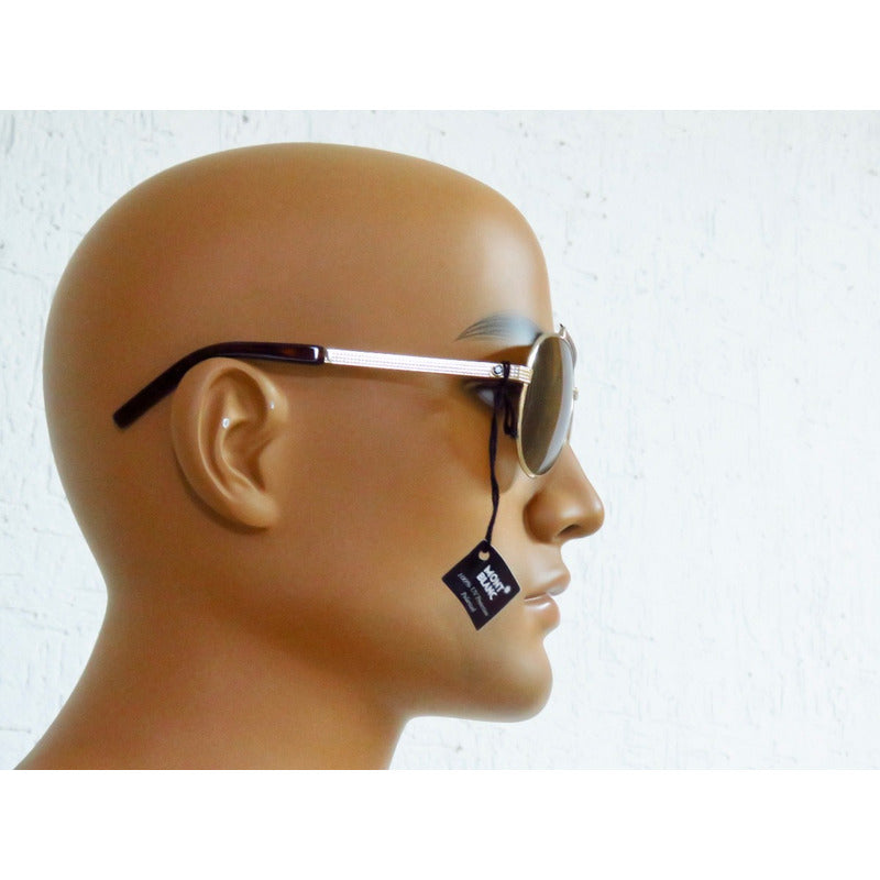 Lentes Sol Mont Blanc Mb454s Shiny Brow Bar Pilot 63mm Suns