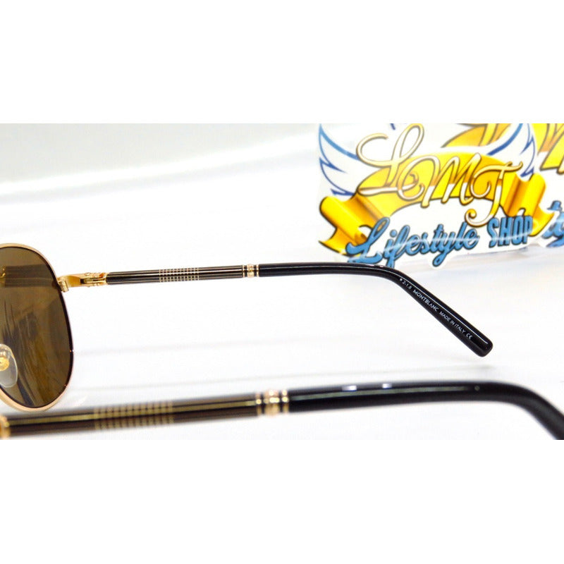 Lentes De Sol Mont Blanc Mb512s Shiny Gold Pilot Italy 61mm
