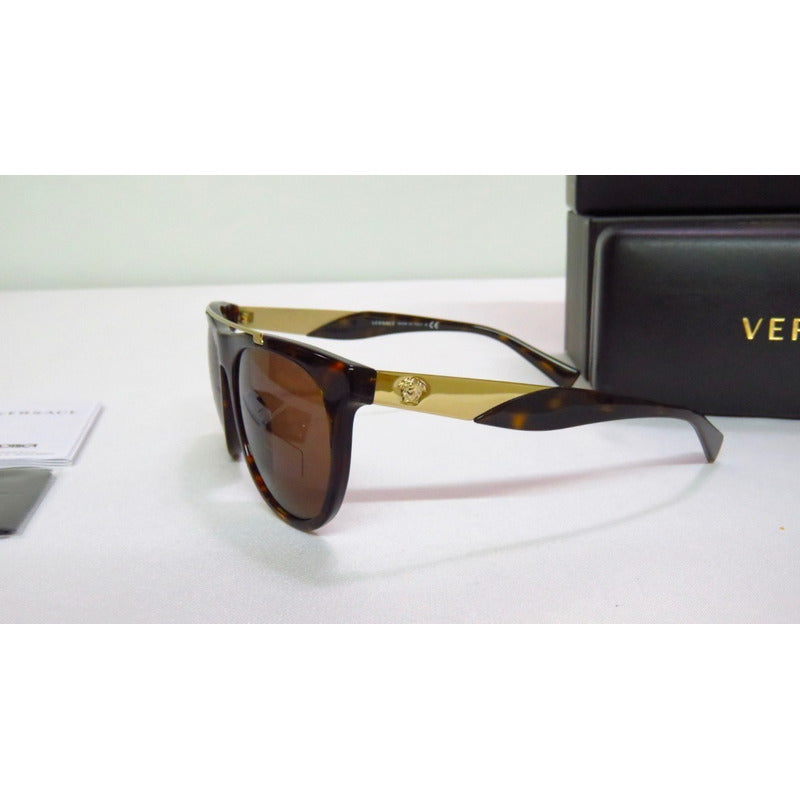 Lentes Gafas Sol Versace Ve4347 Gold Havana Mujer Italy 45mm