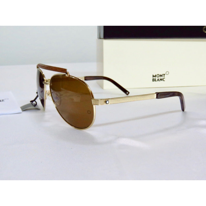 Lentes Sol Mont Blanc Mb454s Shiny Brow Bar Pilot 63mm Suns