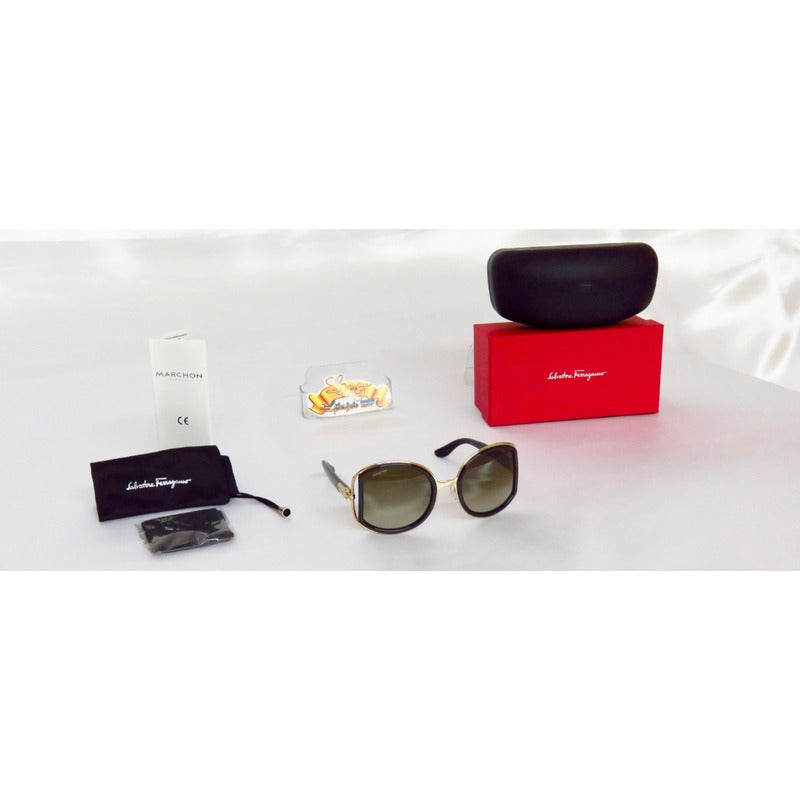 Lentes De Sol Ferragamo Sf719s Goldish Mujer Italy 55mm Suns
