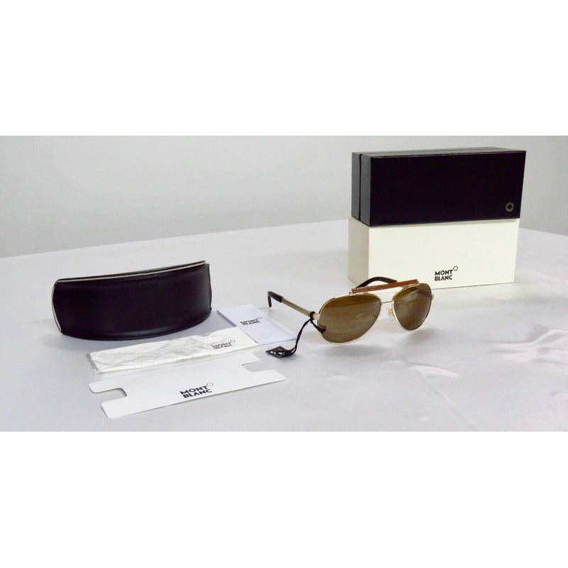 Lentes Sol Mont Blanc Mb454s Shiny Brow Bar Pilot 63mm Suns