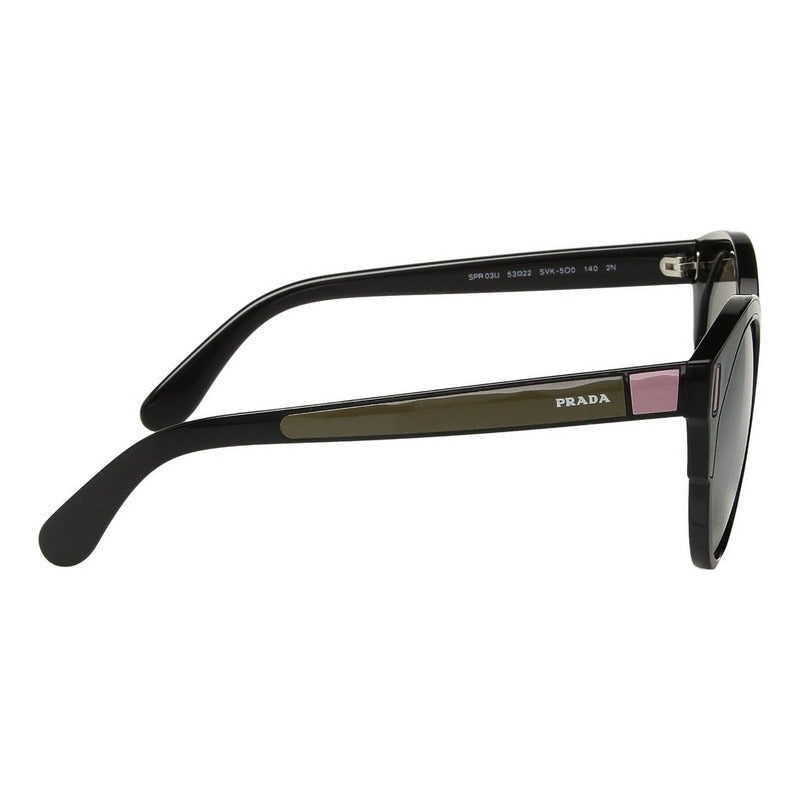 Lentes De Sol Prada Pr03usf Contrast Round Italy 53mm Suns