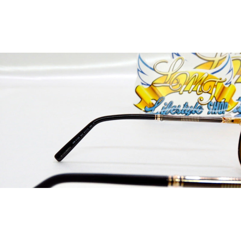 Lentes De Sol Mont Blanc Mb512s Shiny Gold Pilot Italy 61mm