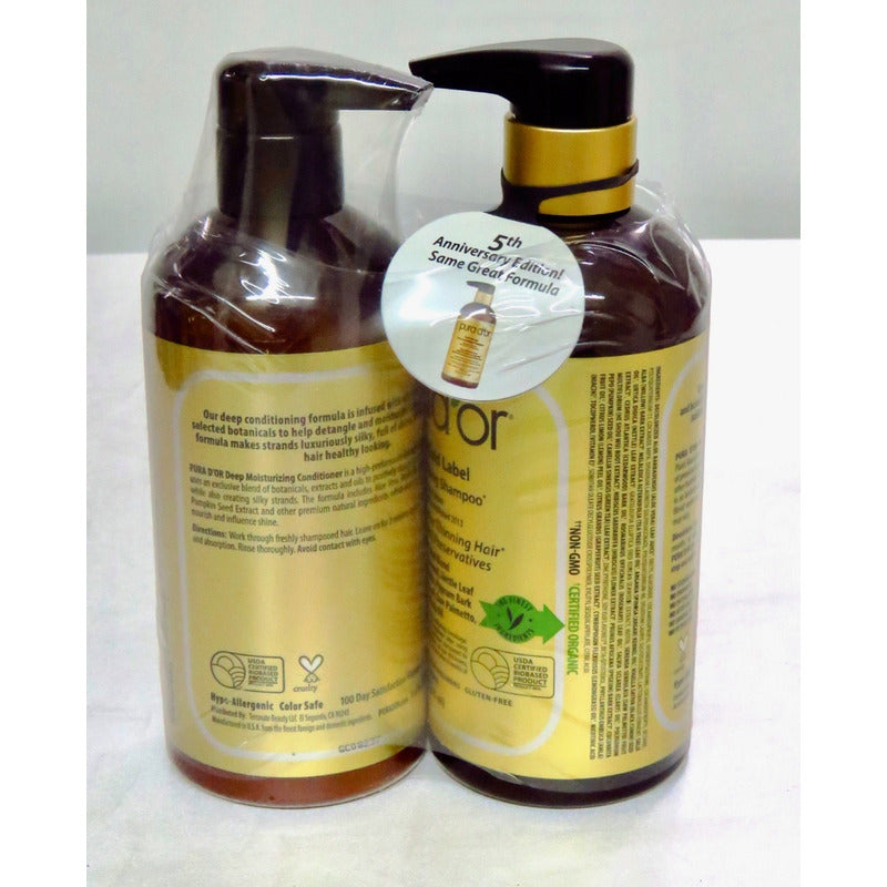 Pura D'or Shampoo Anti Caída Combo + Acondicionador Gold Label Best Seller Made In Usa