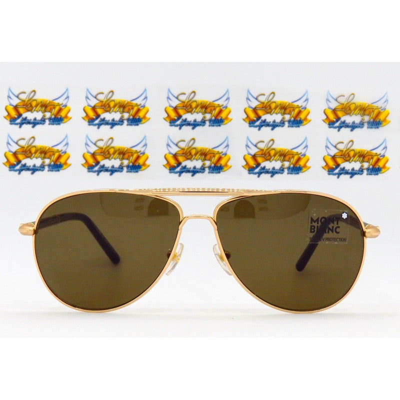 Lentes De Sol Mont Blanc Mb512s Shiny Gold Pilot Italy 61mm