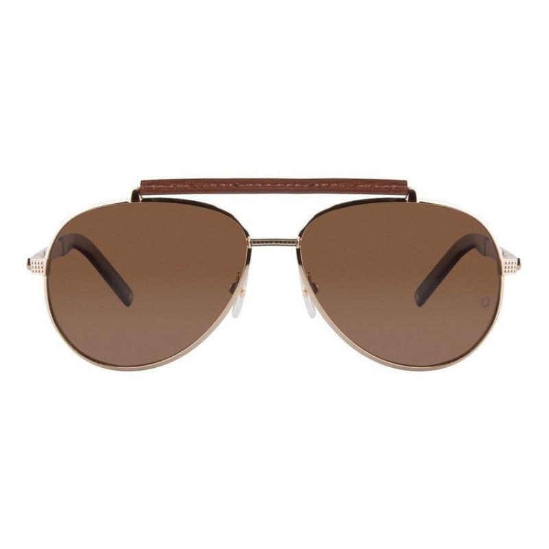 Lentes Sol Mont Blanc Mb454s Shiny Brow Bar Pilot 63mm Suns