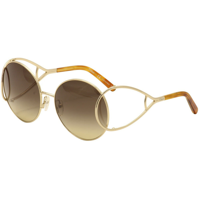 Lentes De Sol Chloé Ce124s Gold Round Mujer Italy 60mm Suns