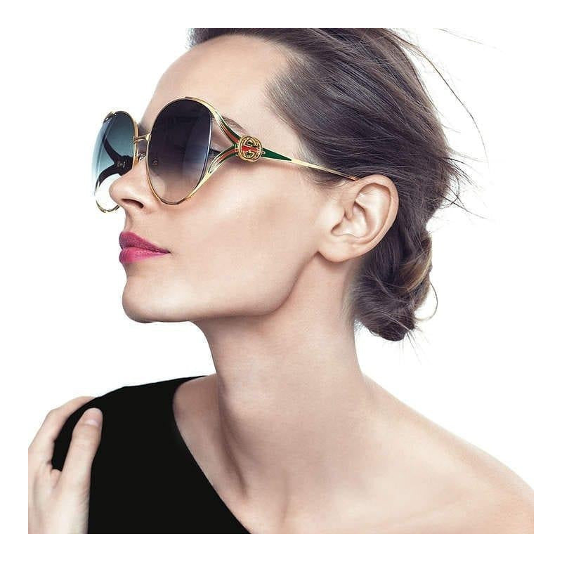 Lentes De Sol Gucci Gg0225s Iconic Round Oversized 63mm Suns