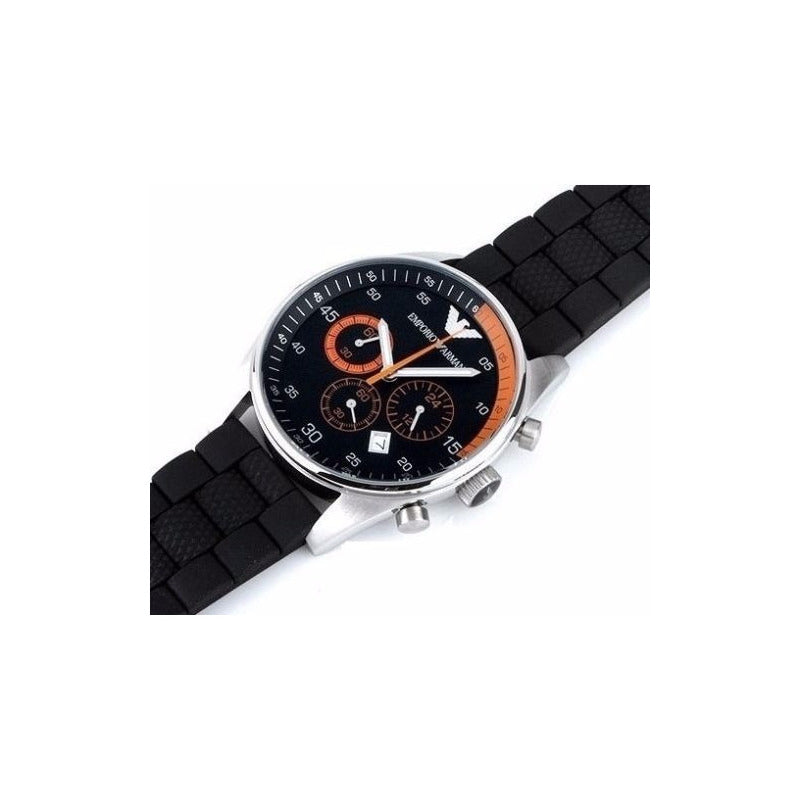 Reloj Emporio Armani Ar5878 Black Rubber Chronograph 43mm