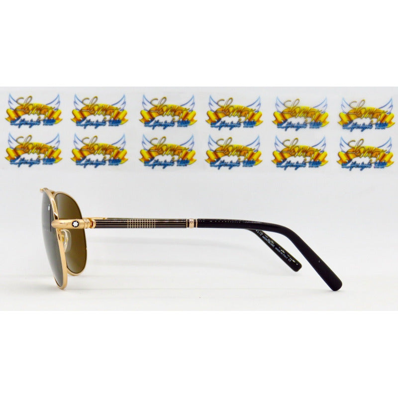 Lentes De Sol Mont Blanc Mb512s Shiny Gold Pilot Italy 61mm