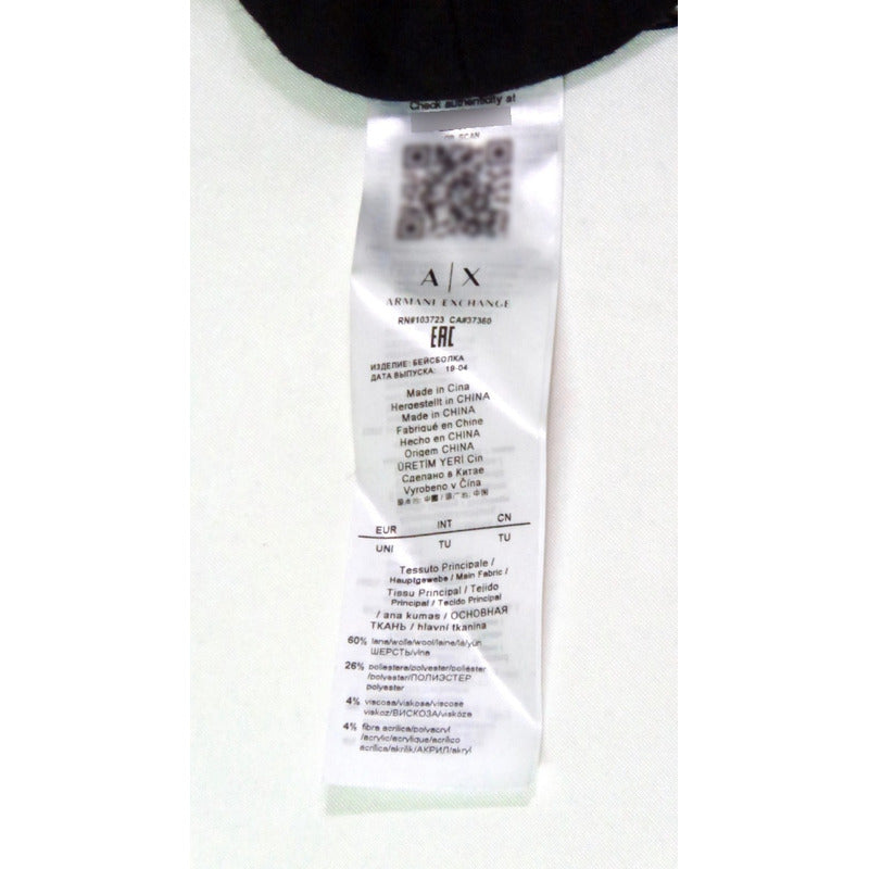 Gorra A | X Armani Exchange De Lana Placa Central New Hat