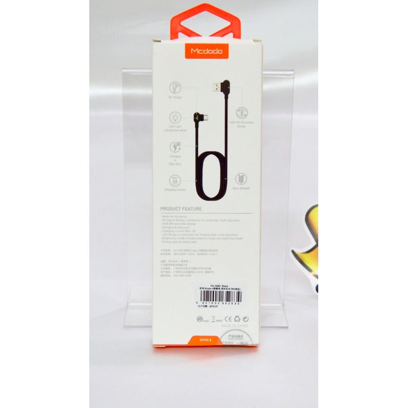 Cable Mcdodo Usb Tipo C Led 3 Metros 90º Gamer Carga Rápida