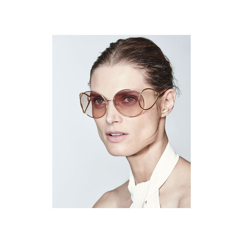 Lentes De Sol Chloé Ce124s Gold Round Mujer Italy 60mm Suns