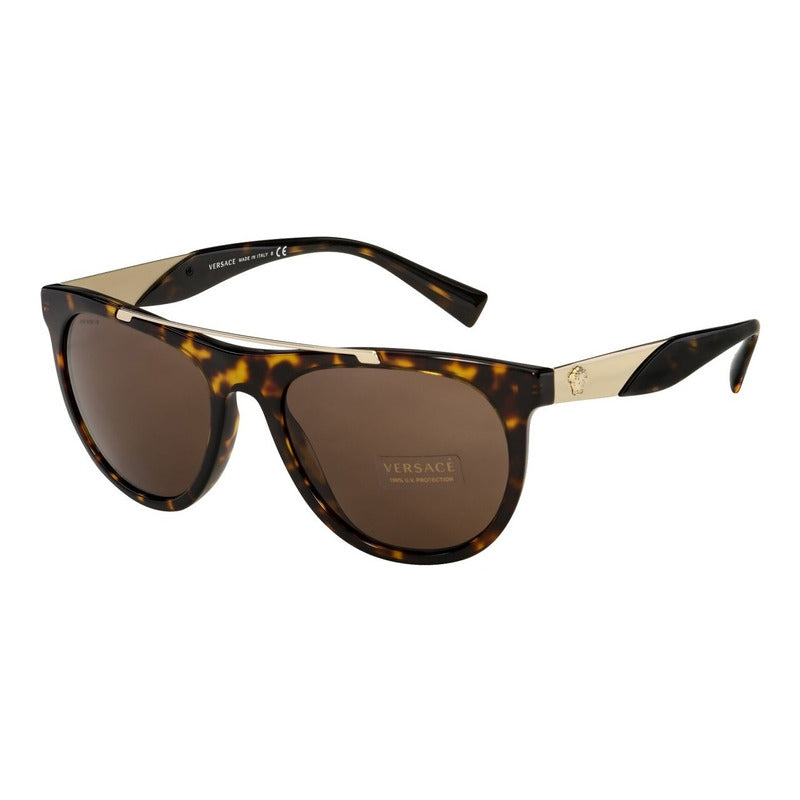 Lentes Gafas Sol Versace Ve4347 Gold Havana Mujer Italy 45mm