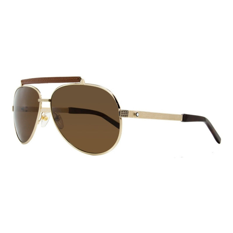 Lentes Sol Mont Blanc Mb454s Shiny Brow Bar Pilot 63mm Suns