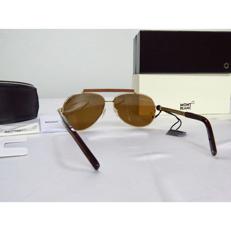 Lentes Sol Mont Blanc Mb454s Shiny Brow Bar Pilot 63mm Suns