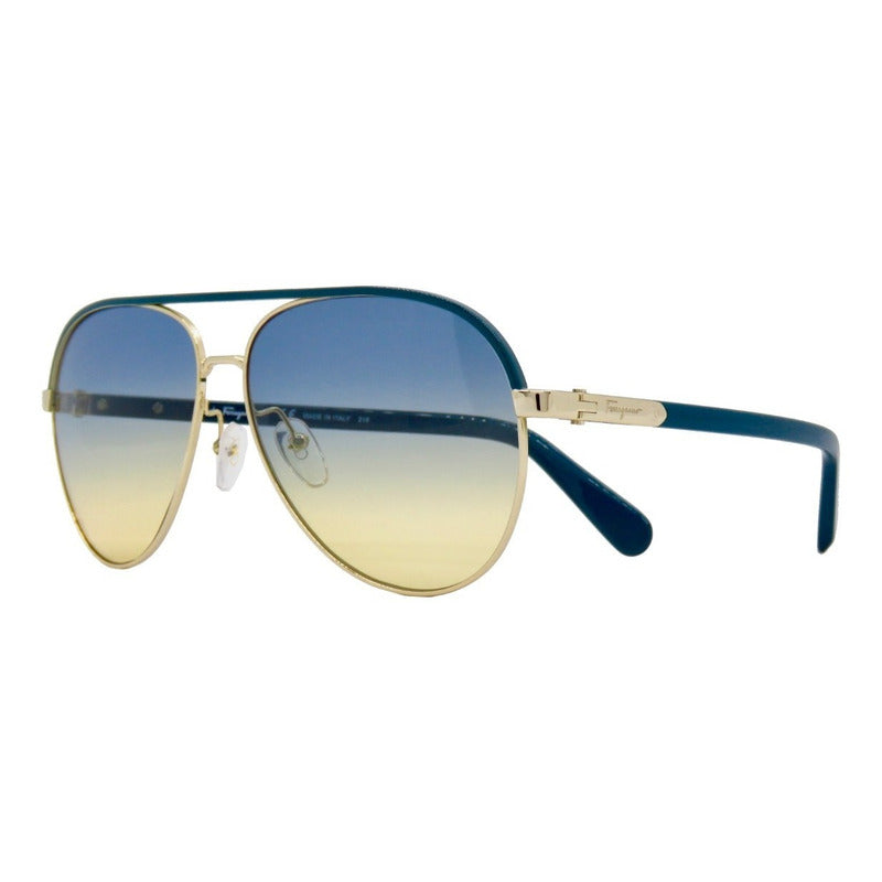Lentes De Sol Ferragamo Sf163s Metal Pilot Italy 60mm Suns