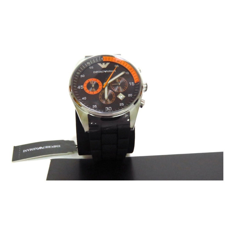 Reloj Emporio Armani Ar5878 Black Rubber Chronograph 43mm