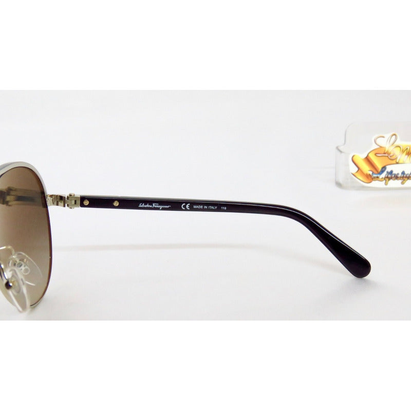 Lentes Sol Salvatore Ferragamo Sf163s Metal Pilot Italy 60mm