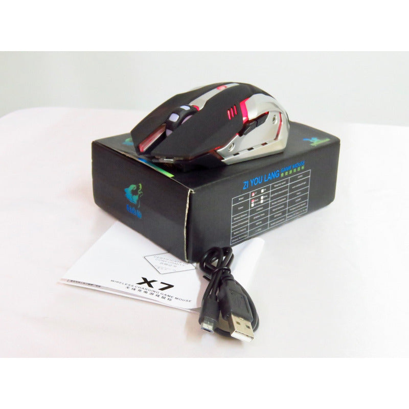 Mouse Gamer Óptico Inalámbrico Luz Led Multicolor Recargable