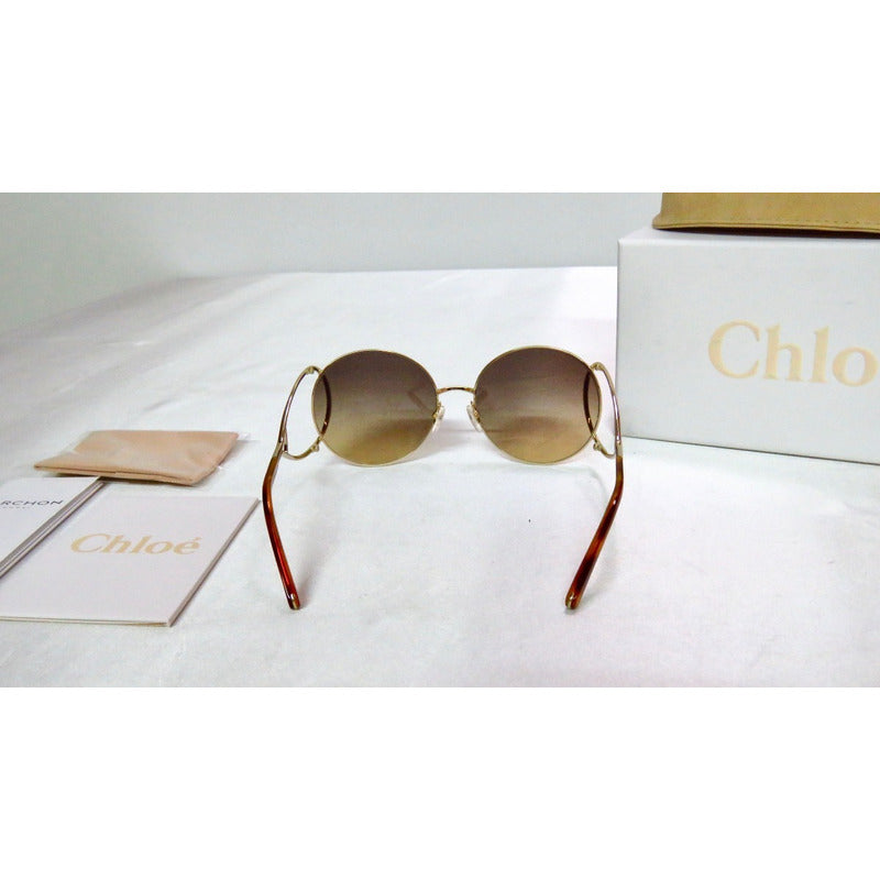 Lentes De Sol Chloé Ce124s Gold Round Mujer Italy 60mm Suns