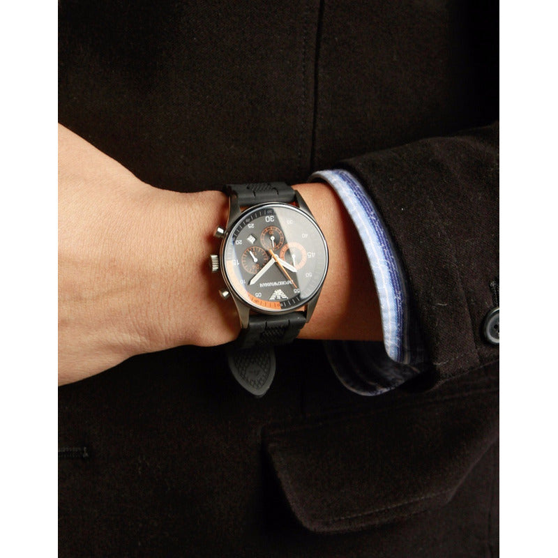 Reloj Emporio Armani Ar5878 Black Rubber Chronograph 43mm