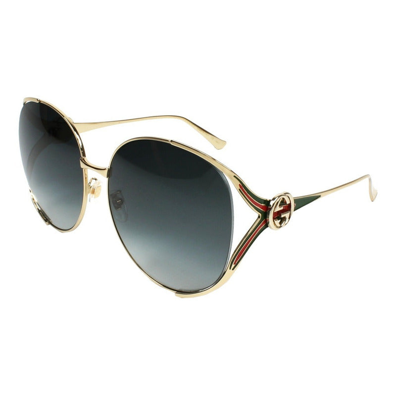 Lentes De Sol Gucci Gg0225s Iconic Round Oversized 63mm Suns