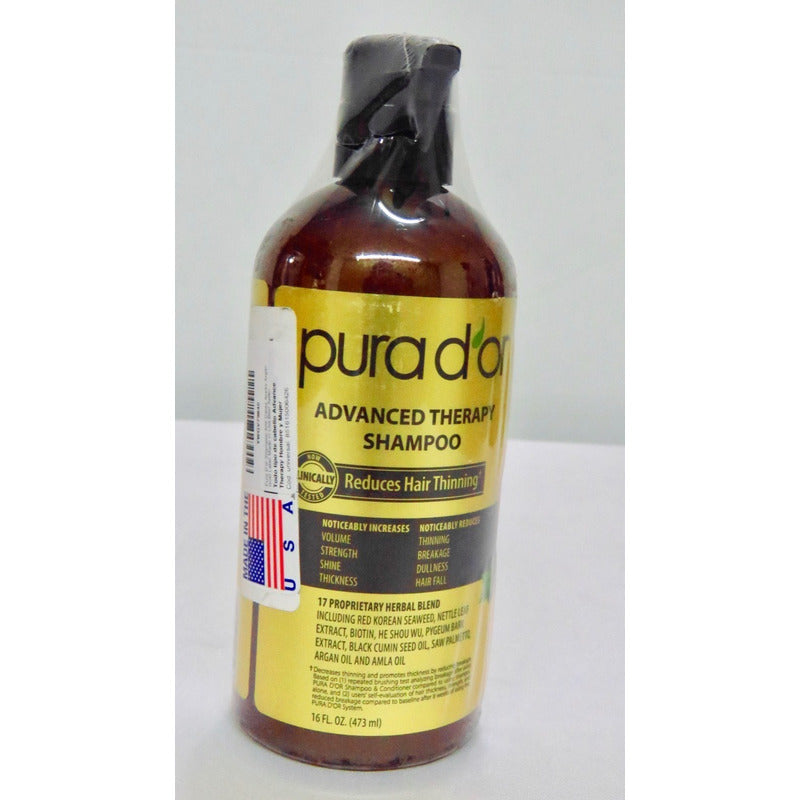 Pura D'or Shampoo Anti Caída Aceite Argán Gold Label Made In Usa Best Seller